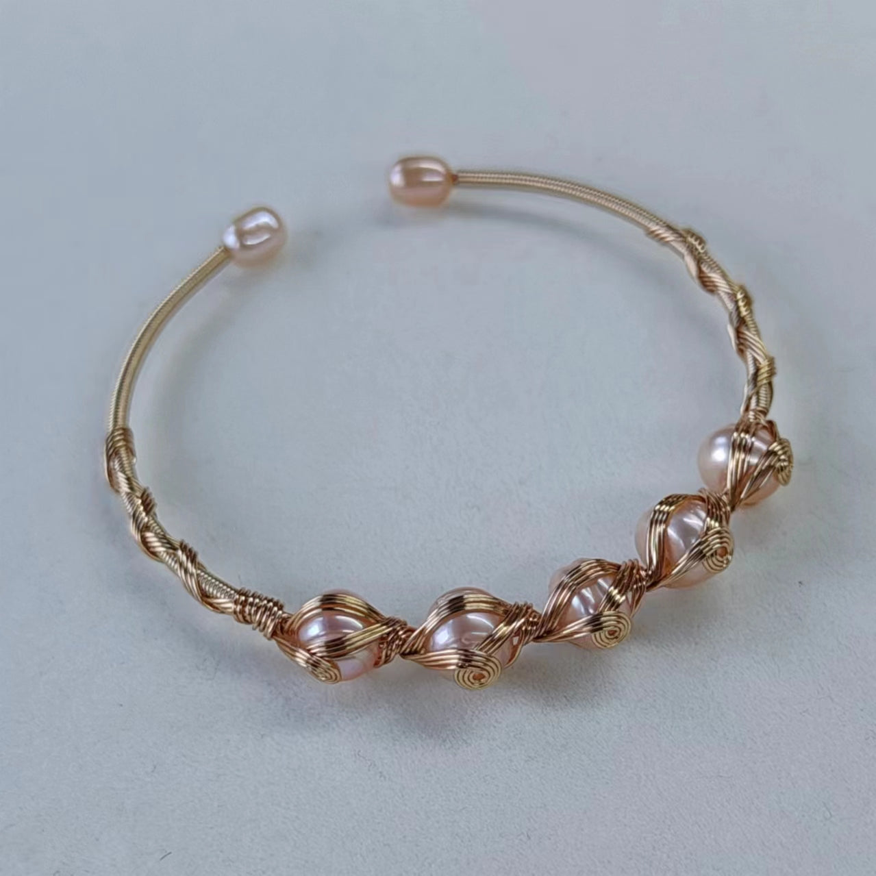 EASTERNPEARLISM Fresh Water Pearl Wire Wrapping Bangle【Wire Wrapping Bangel】