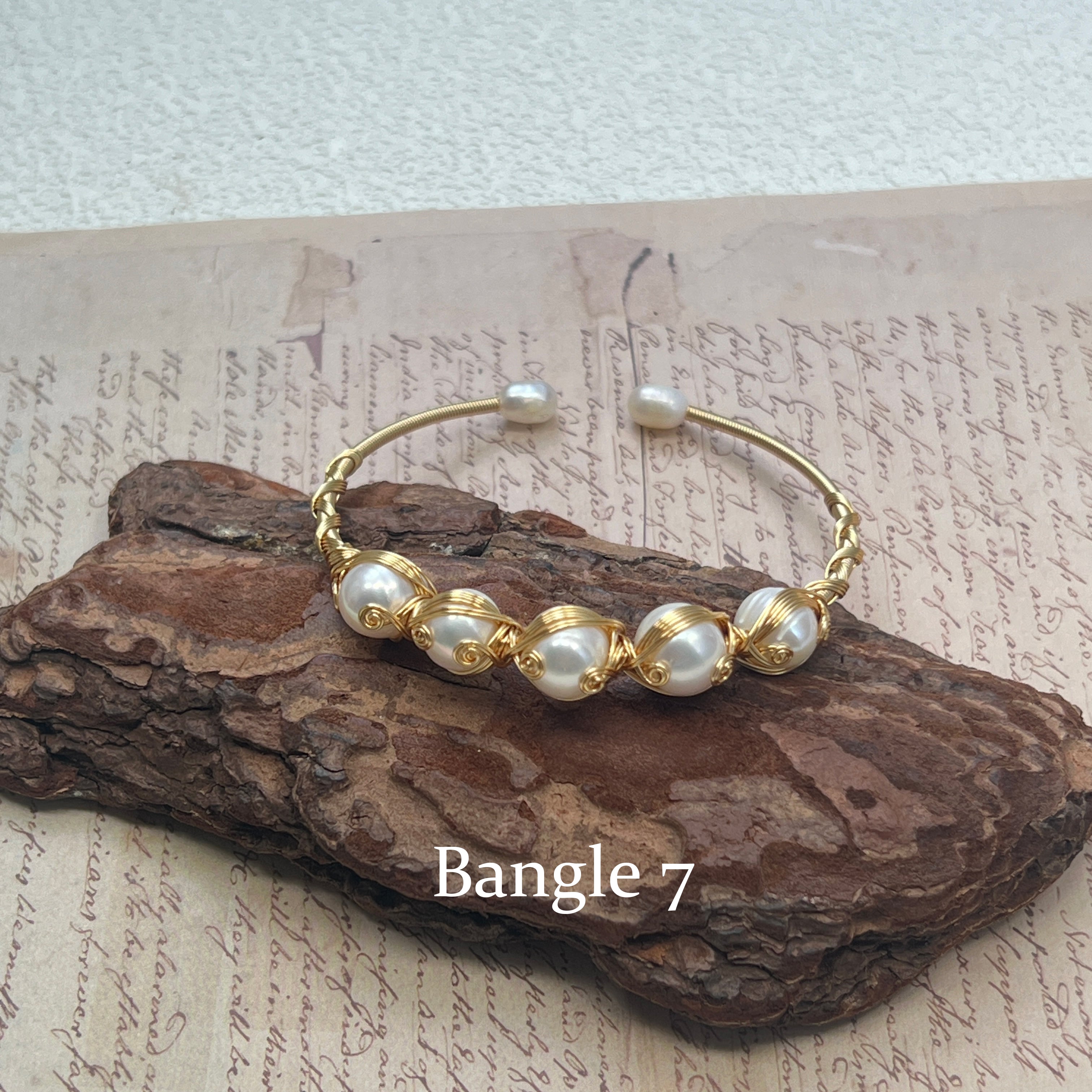 EASTERNPEARLISM Fresh Water Pearl Wire Wrapping Bangle【Wire Wrapping Bangel】