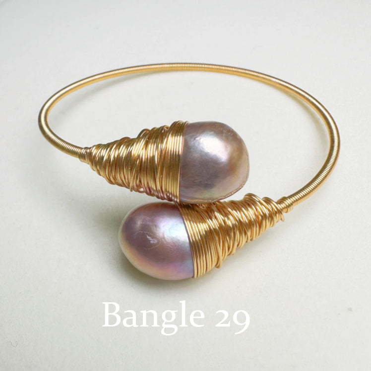 EASTERNPEARLISM Fresh Water Pearl Wire Wrapping Bangle【Wire Wrapping Bangel】