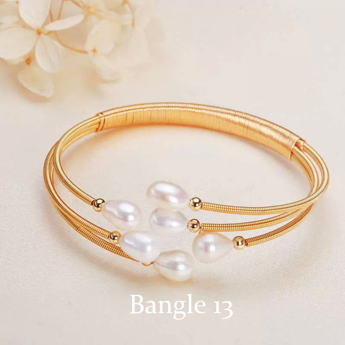 EASTERNPEARLISM Fresh Water Pearl Wire Wrapping Bangle【Wire Wrapping Bangel】