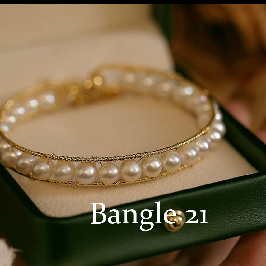 EASTERNPEARLISM Fresh Water Pearl Wire Wrapping Bangle【Wire Wrapping Bangel】