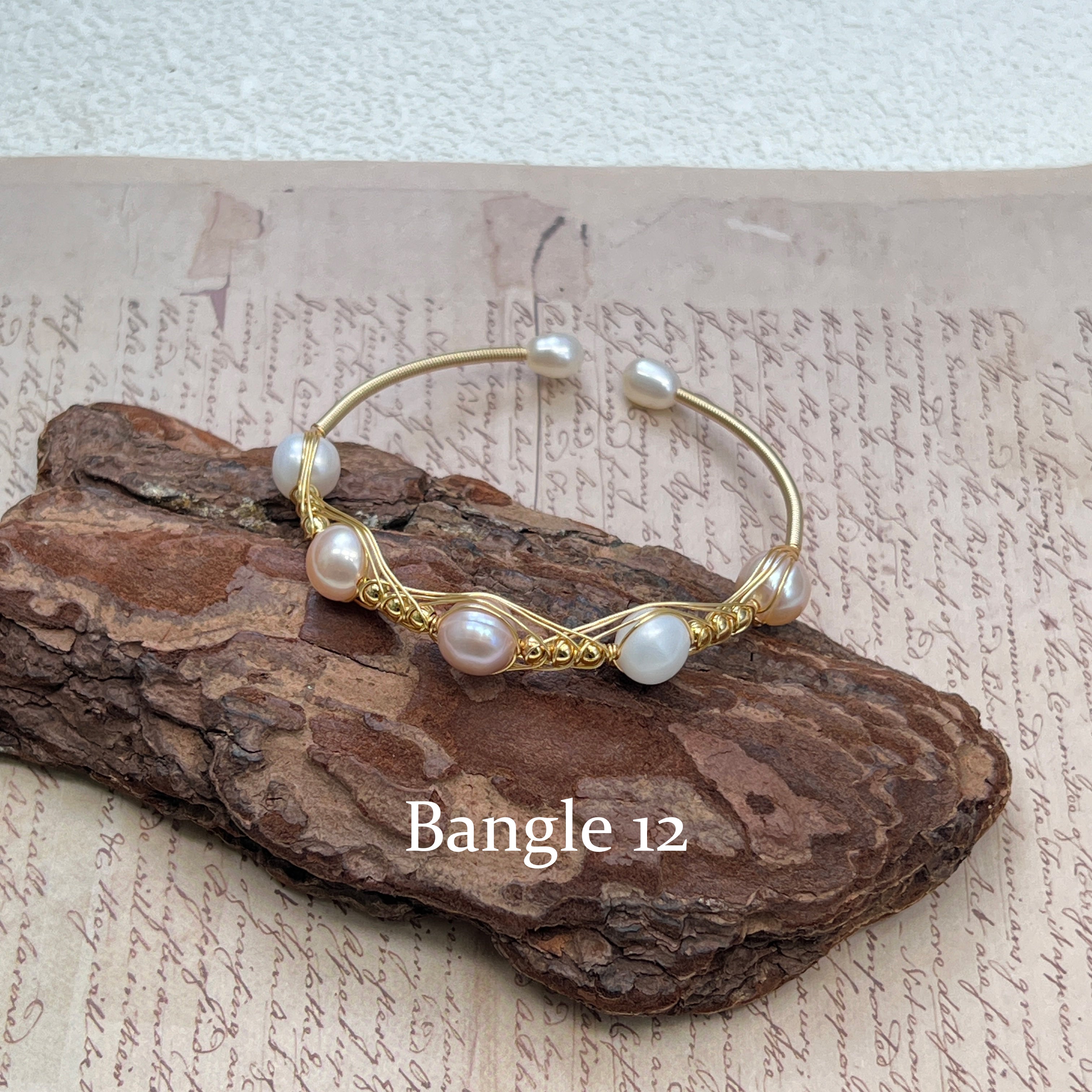 EASTERNPEARLISM Fresh Water Pearl Wire Wrapping Bangle【Wire Wrapping Bangel】