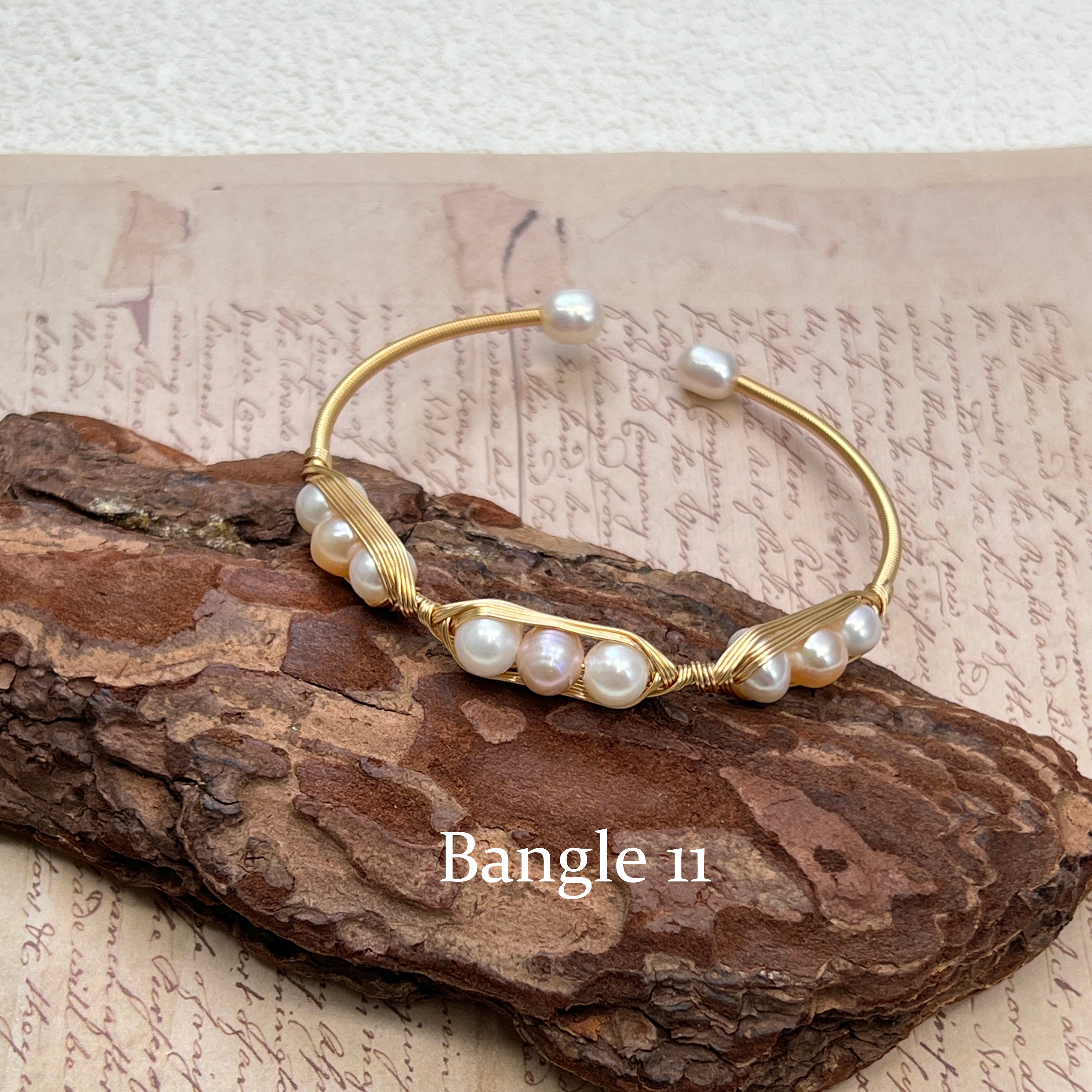 EASTERNPEARLISM Fresh Water Pearl Wire Wrapping Bangle【Wire Wrapping Bangel】