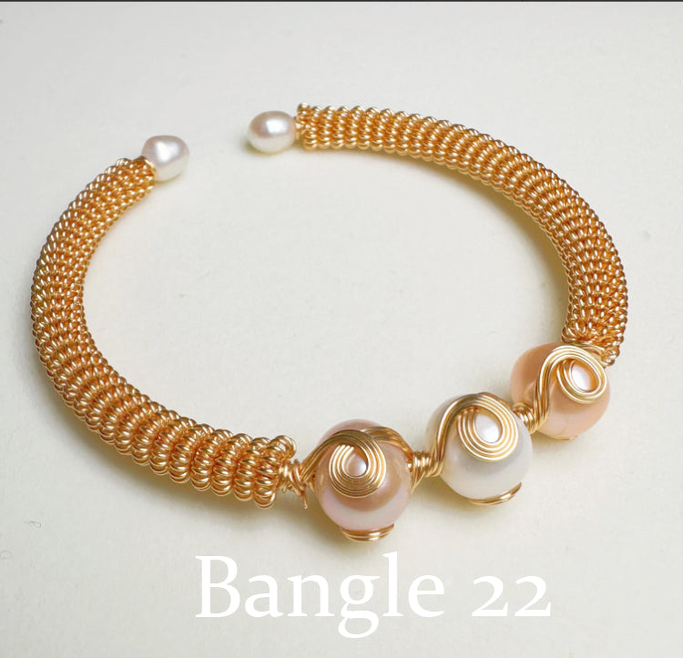 EASTERNPEARLISM Fresh Water Pearl Wire Wrapping Bangle【Wire Wrapping Bangel】