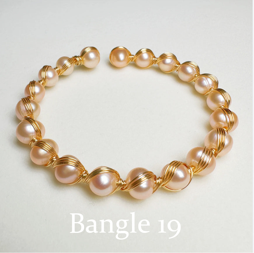 EASTERNPEARLISM Fresh Water Pearl Wire Wrapping Bangle【Wire Wrapping Bangel】