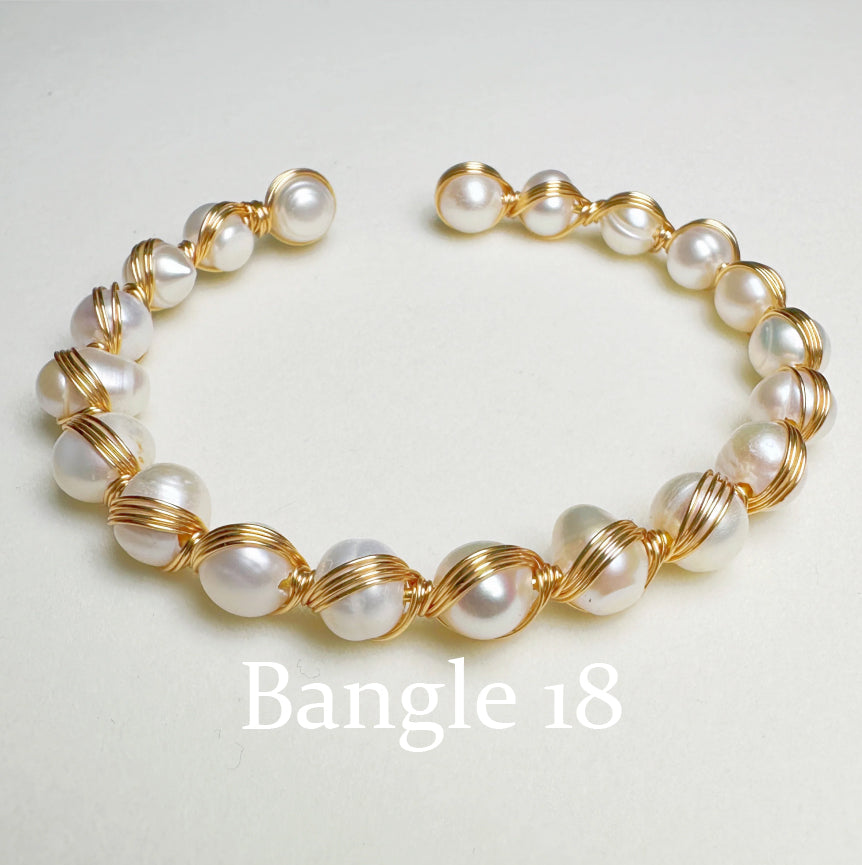 EASTERNPEARLISM Fresh Water Pearl Wire Wrapping Bangle【Wire Wrapping Bangel】