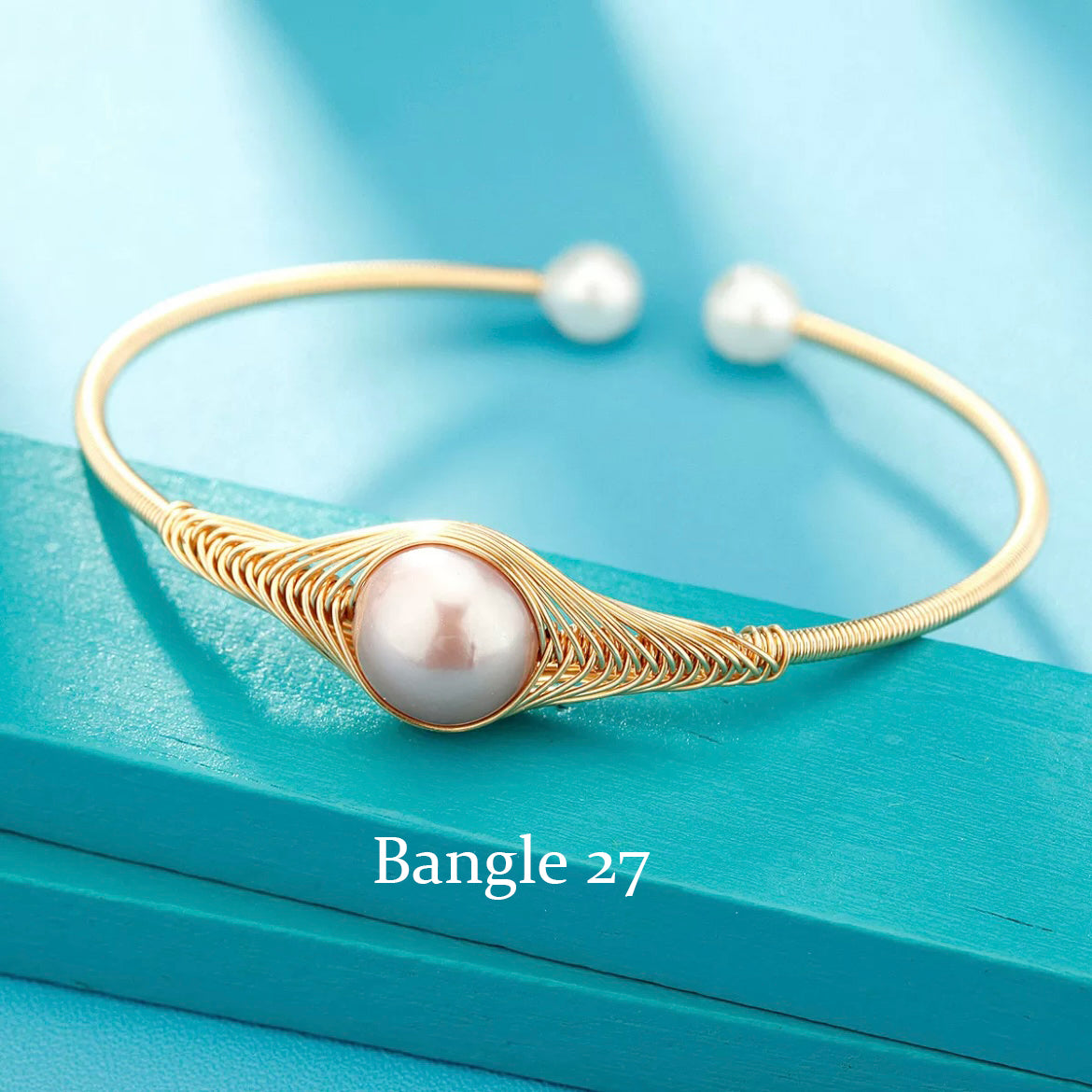 EASTERNPEARLISM Fresh Water Pearl Wire Wrapping Bangle【Wire Wrapping Bangel】