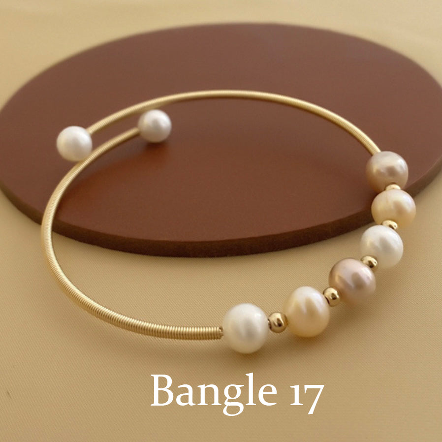 EASTERNPEARLISM Fresh Water Pearl Wire Wrapping Bangle【Wire Wrapping Bangel】