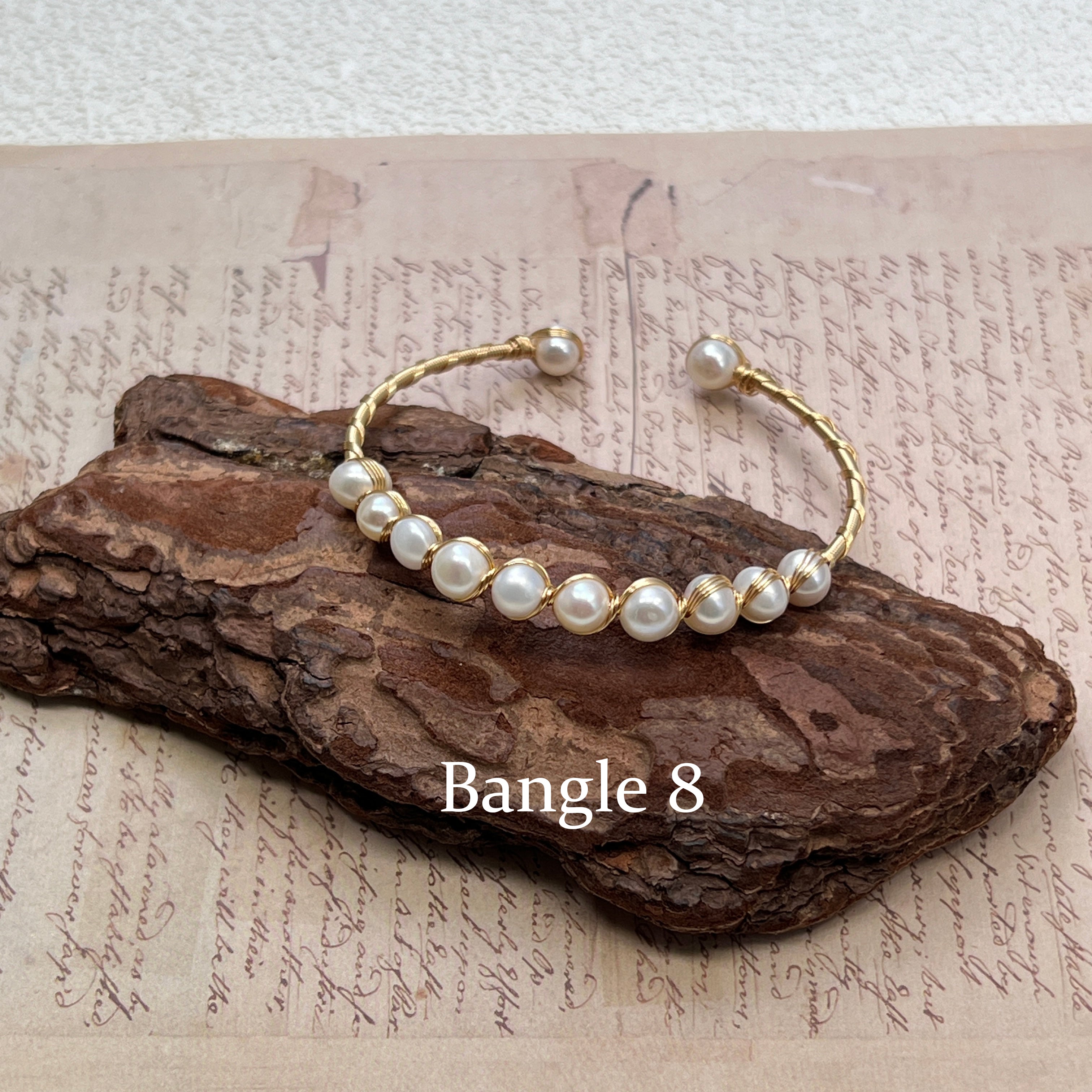 EASTERNPEARLISM Fresh Water Pearl Wire Wrapping Bangle【Wire Wrapping Bangel】