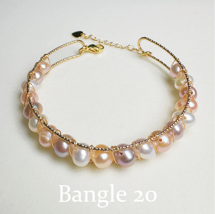 EASTERNPEARLISM Fresh Water Pearl Wire Wrapping Bangle【Wire Wrapping Bangel】