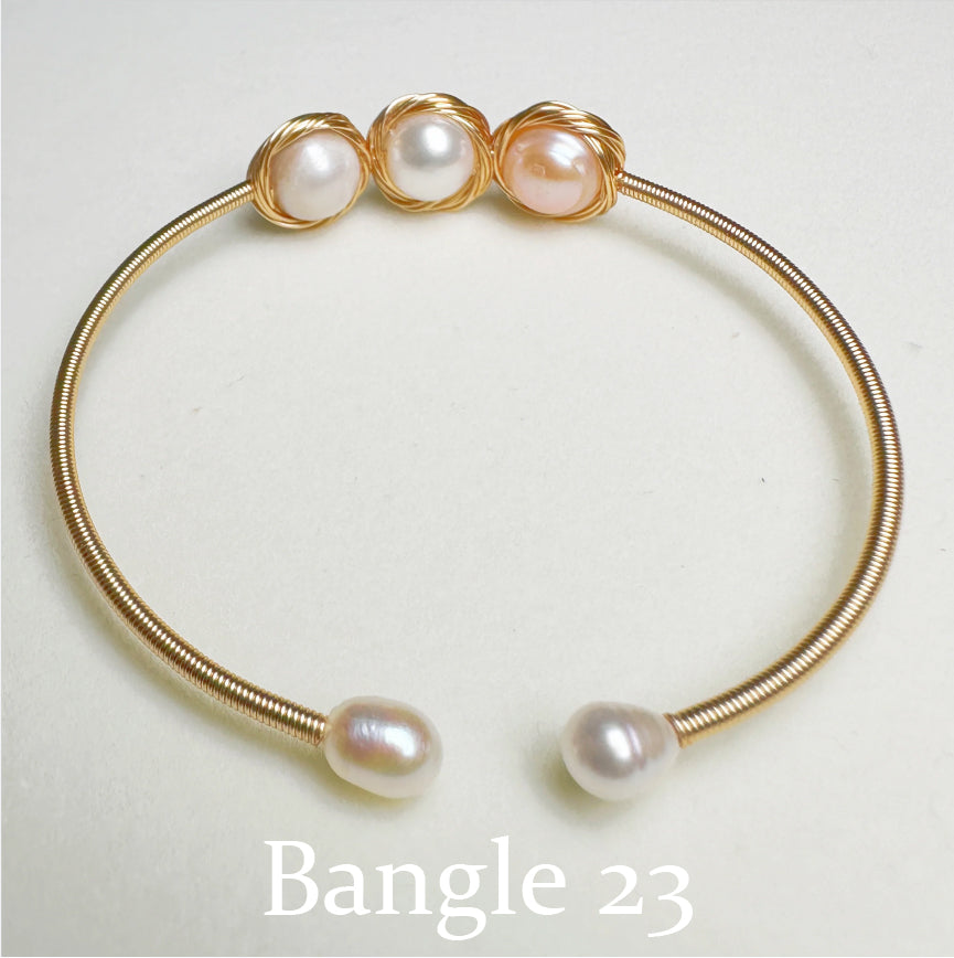 EASTERNPEARLISM Fresh Water Pearl Wire Wrapping Bangle【Wire Wrapping Bangel】