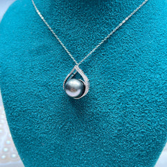 Tahitian Pearl Teardrop Necklace 11.5mm S925 Chain 【Flash Sale】