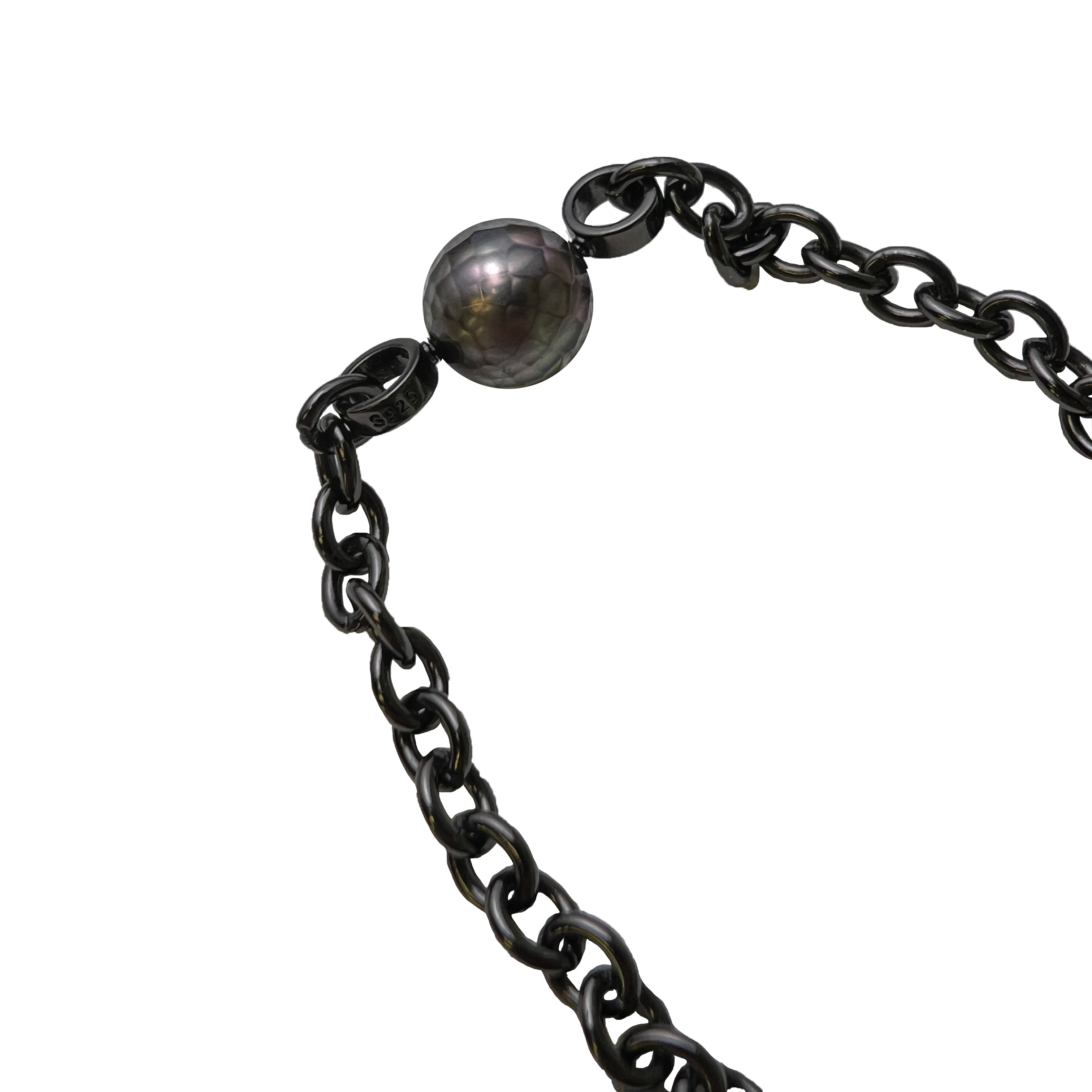 【Black Knight 】【Adee Same Style】S925 Silver Black Fashion M-shaped Pearl Bracelet【PEARLISM】