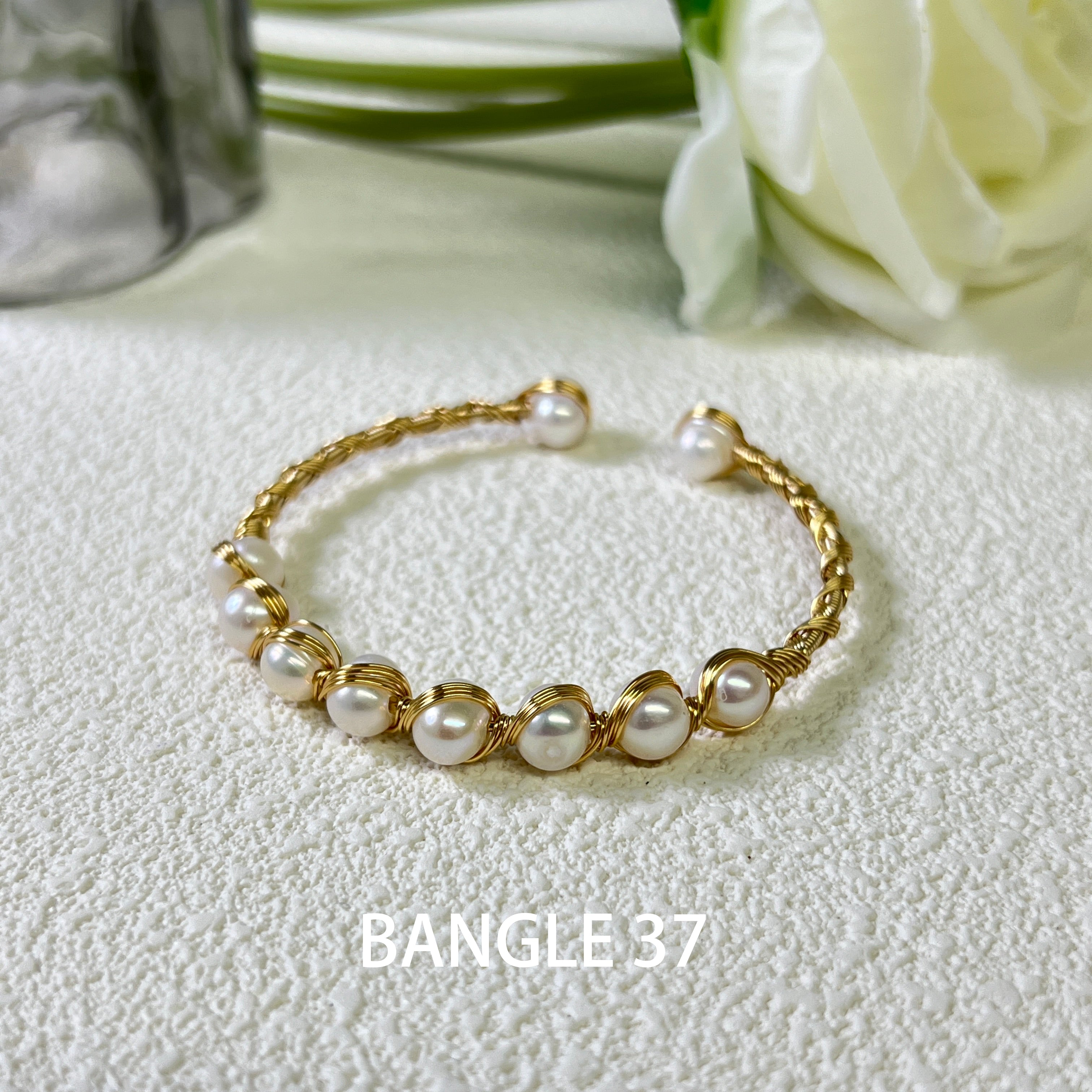 EASTERNPEARLISM Fresh Water Pearl Wire Wrapping Bangle【Wire Wrapping Bangel】