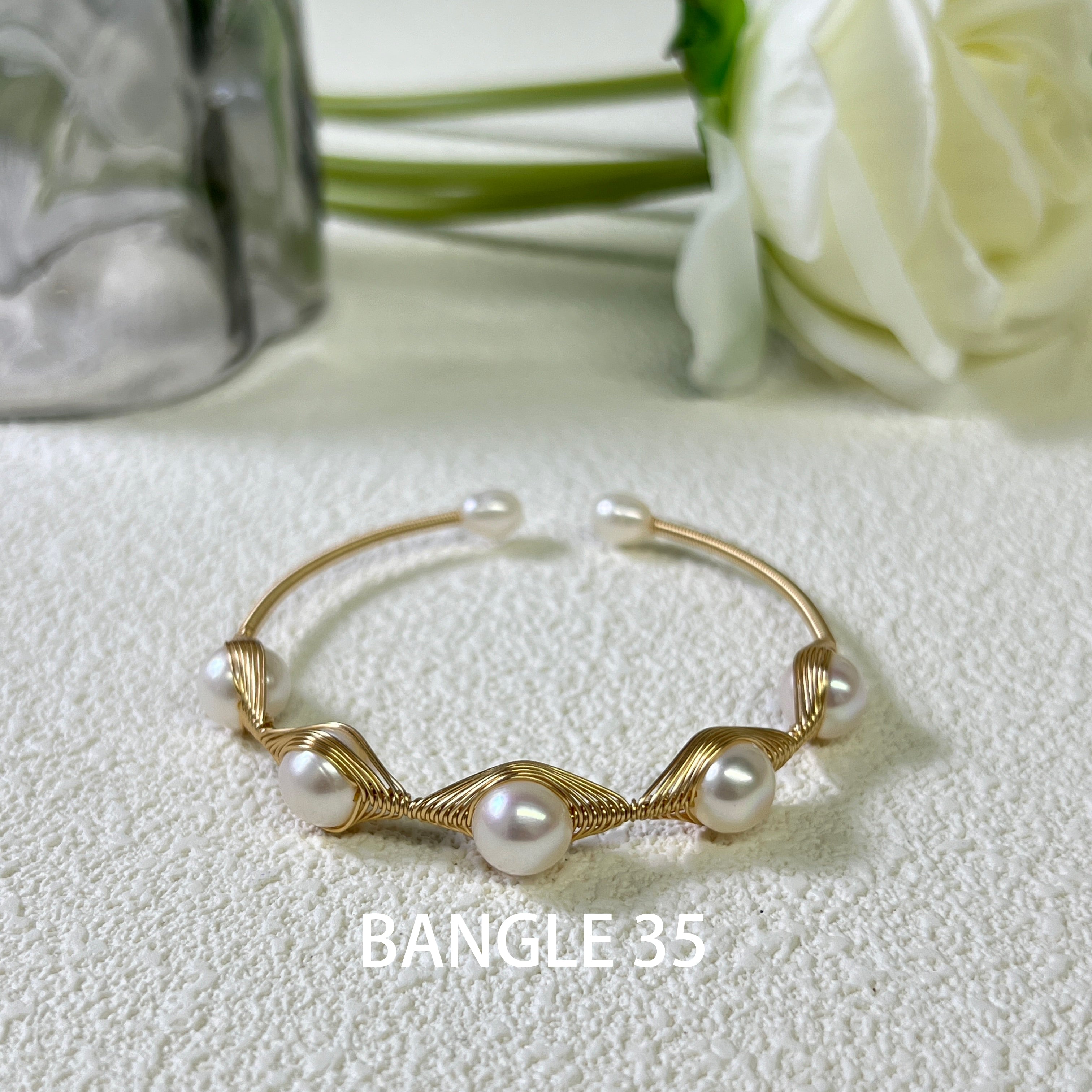 EASTERNPEARLISM Fresh Water Pearl Wire Wrapping Bangle【Wire Wrapping Bangel】