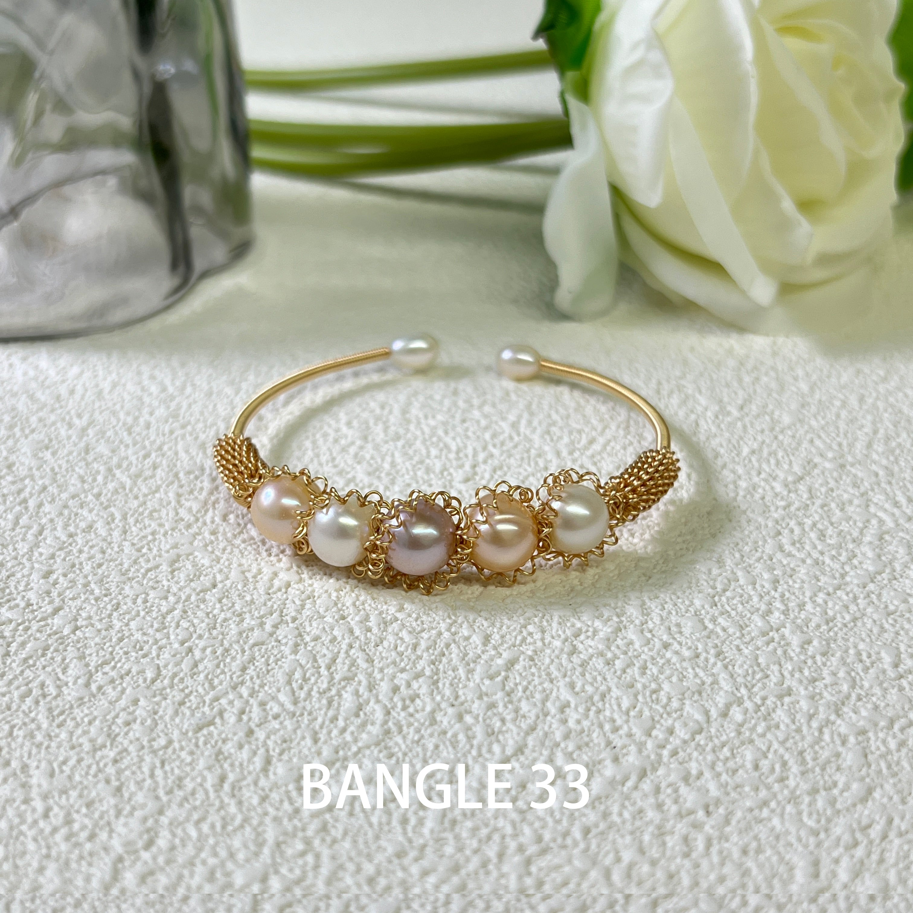 EASTERNPEARLISM Fresh Water Pearl Wire Wrapping Bangle【Wire Wrapping Bangel】