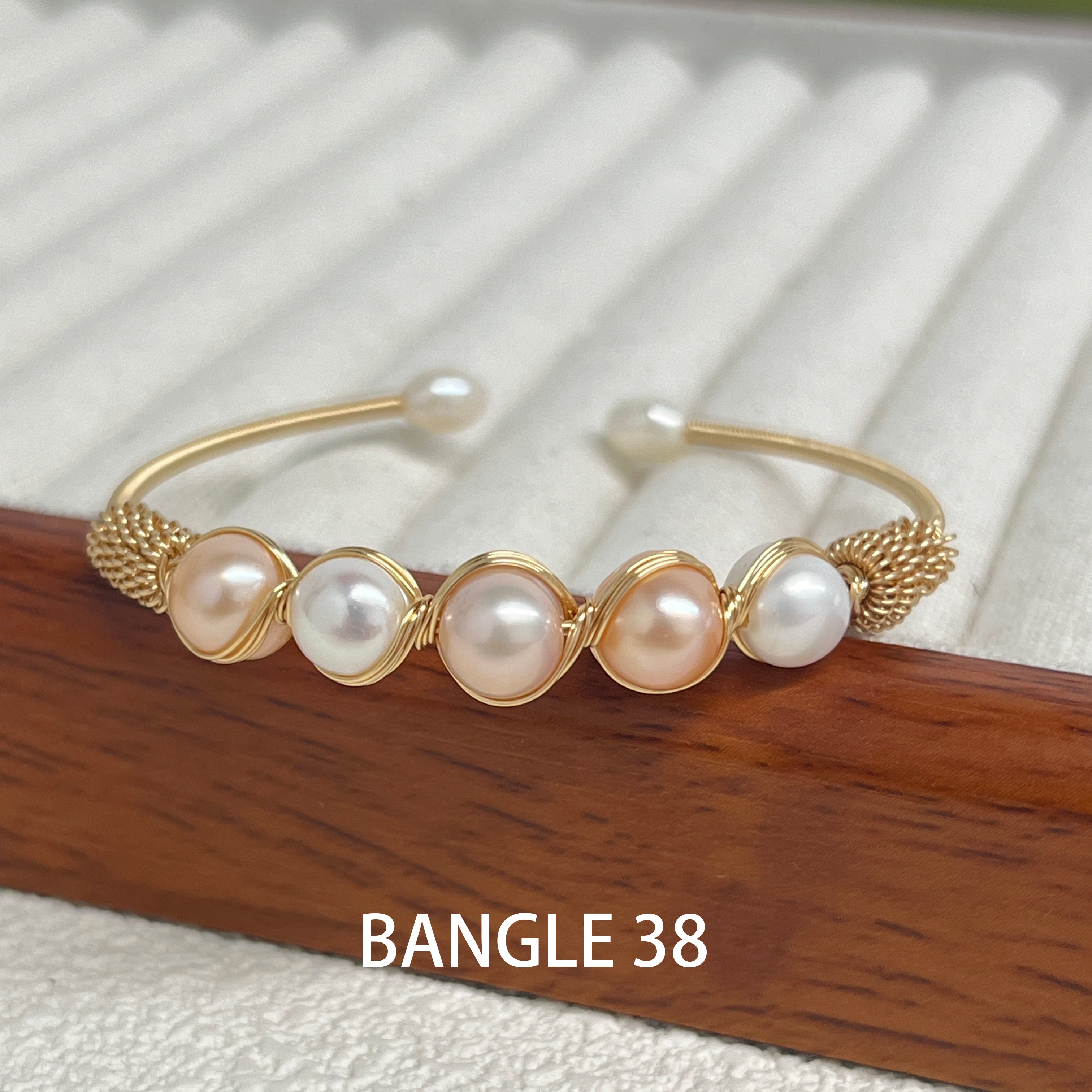 EASTERNPEARLISM Fresh Water Pearl Wire Wrapping Bangle【Wire Wrapping Bangel】