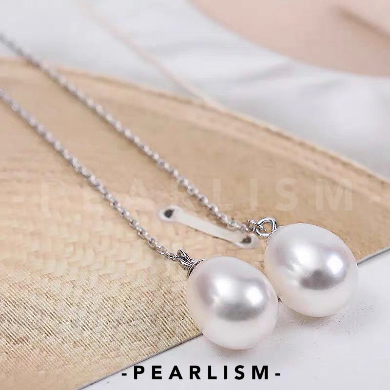 Freshwater Tassel Style Tear Drop Shape Pearl Earrings S925【Pearlism】