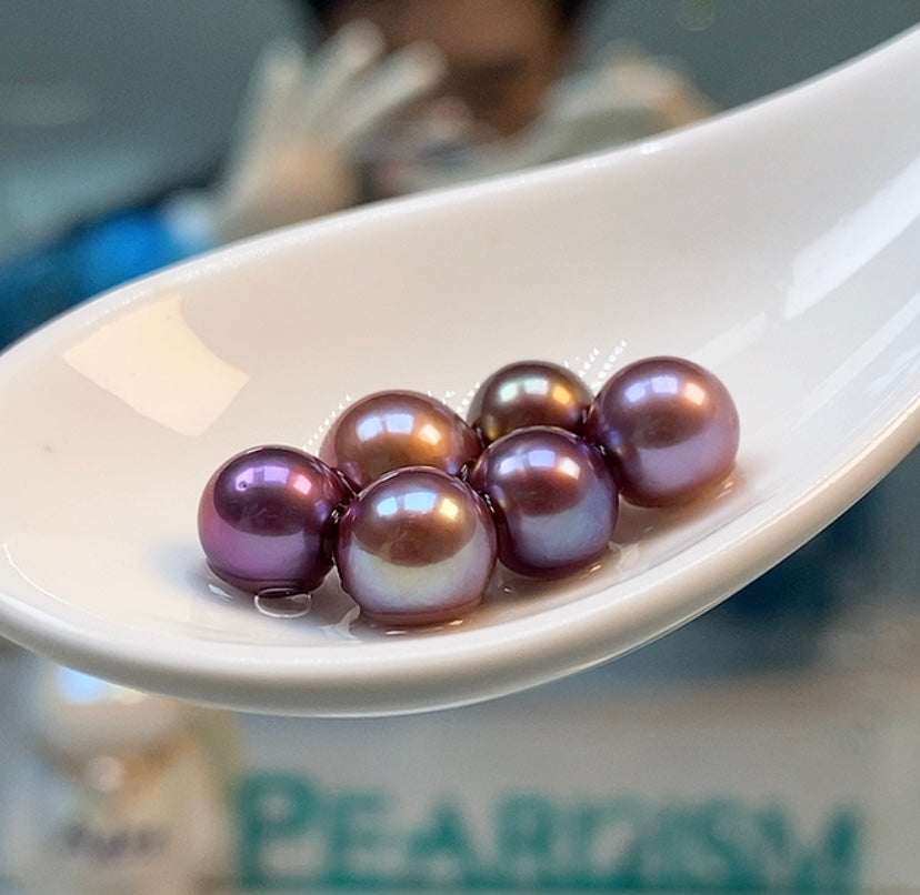 【New】Mulberry Double Edisons (2 Deep Color Pearls 7-10mm in 1 Clam)