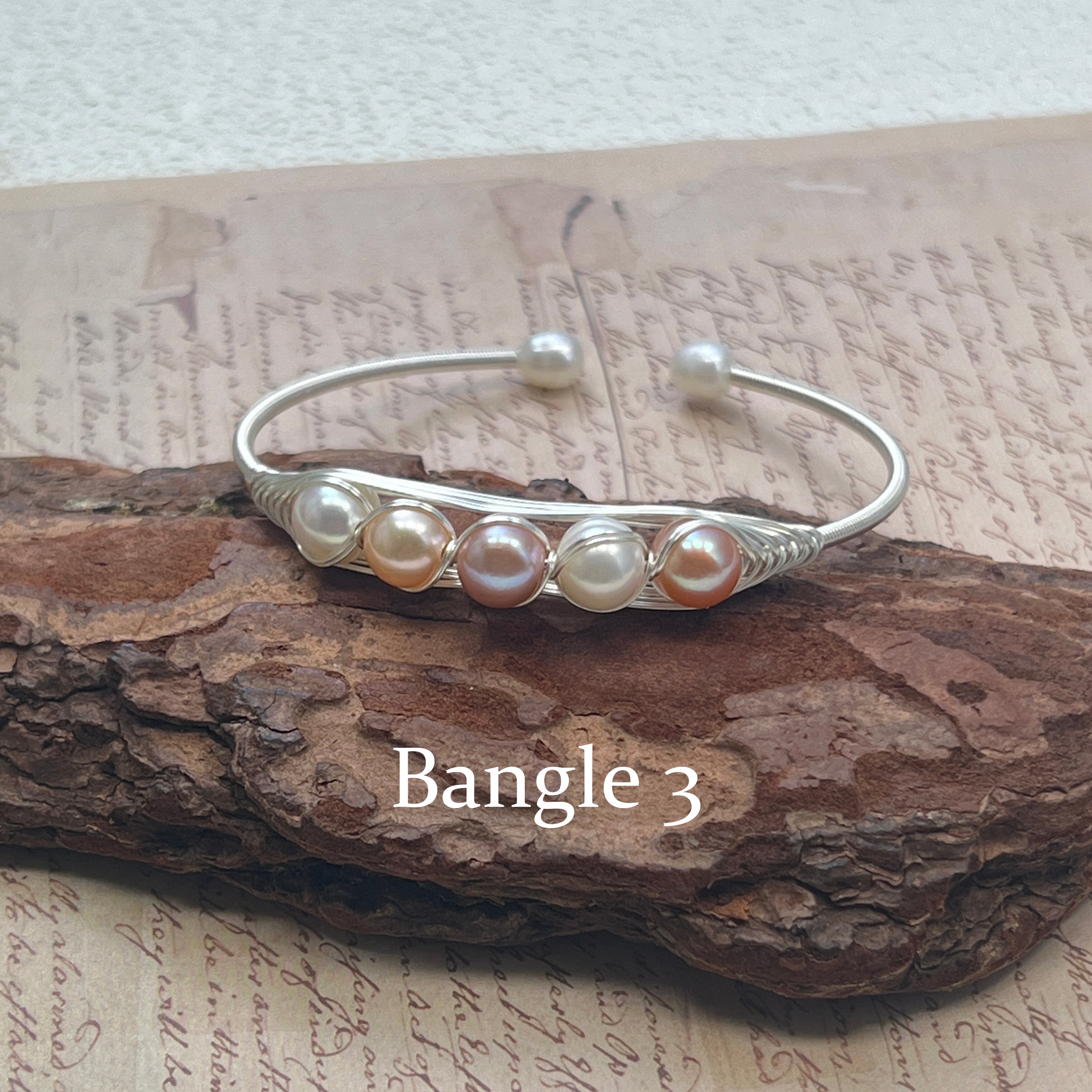 EASTERNPEARLISM Fresh Water Pearl Wire Wrapping Bangle【Wire Wrapping Bangel】