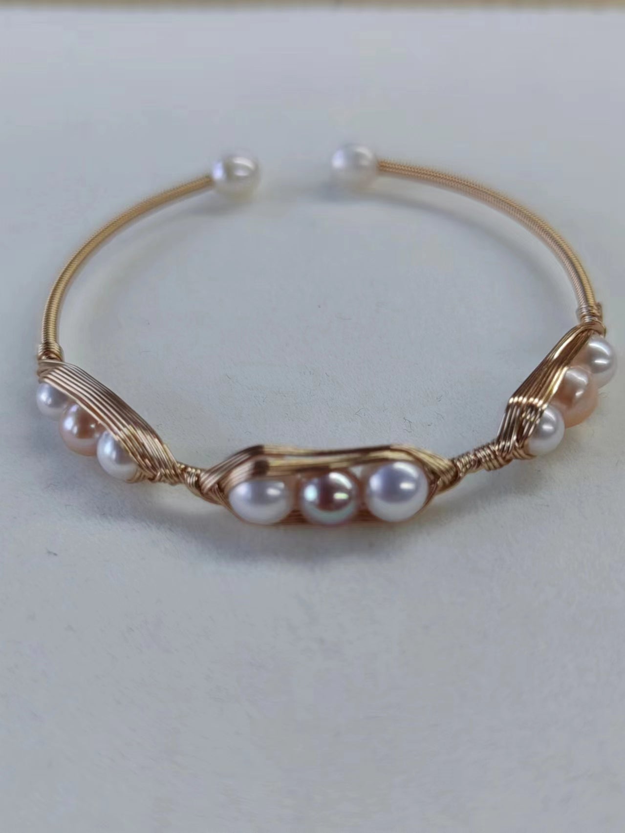 EASTERNPEARLISM Fresh Water Pearl Wire Wrapping Bangle【Wire Wrapping Bangel】