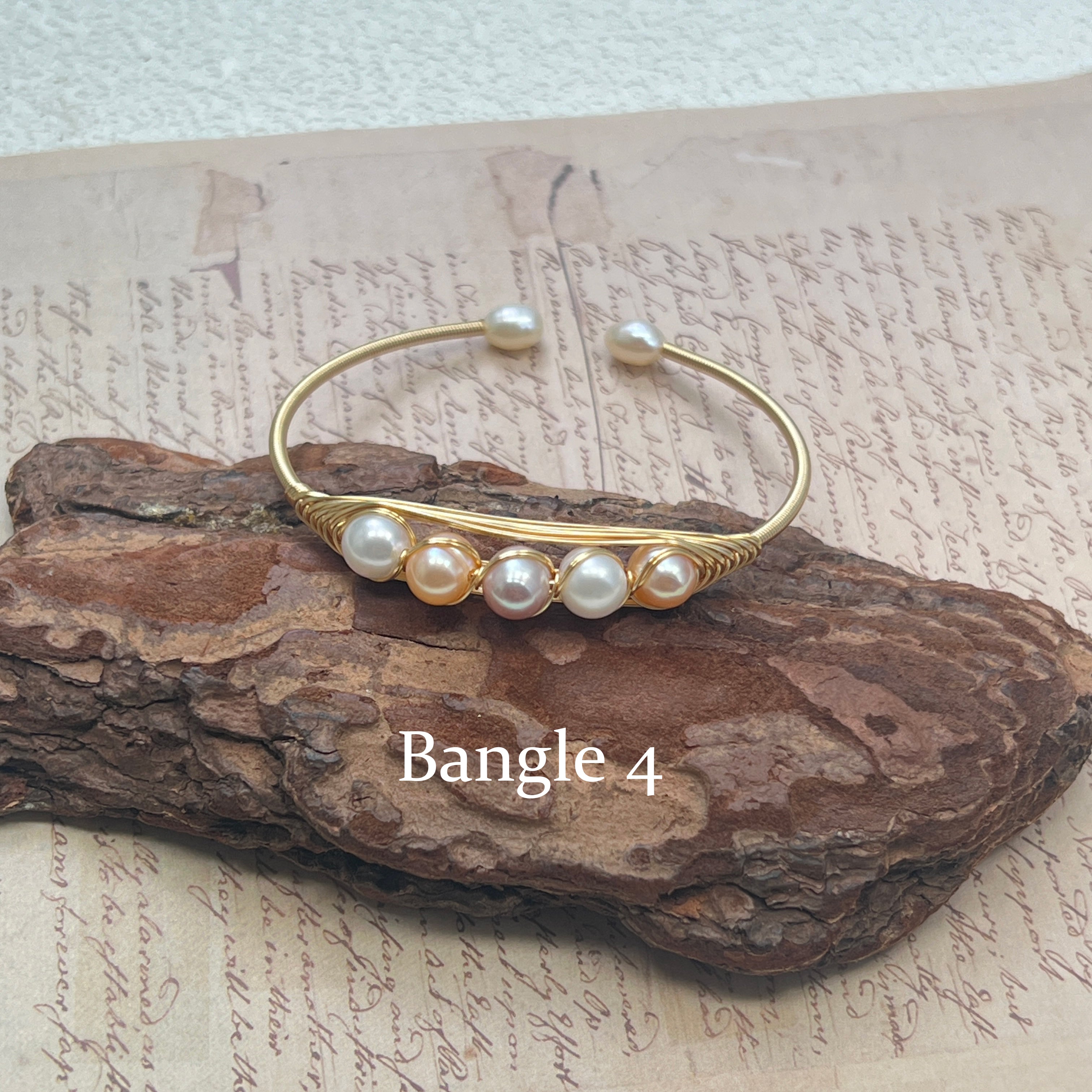 EASTERNPEARLISM Fresh Water Pearl Wire Wrapping Bangle【Wire Wrapping Bangel】