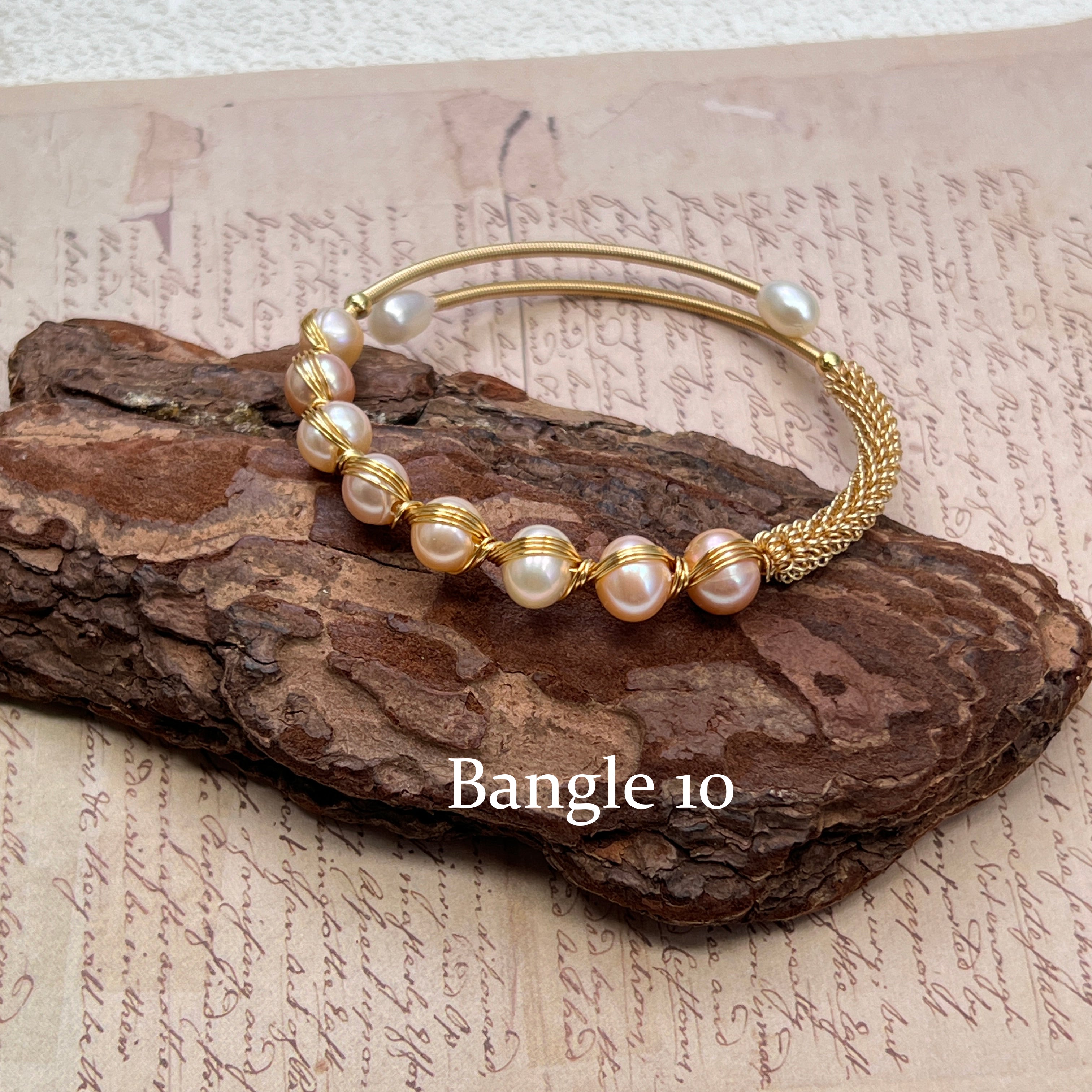 EASTERNPEARLISM Fresh Water Pearl Wire Wrapping Bangle【Wire Wrapping Bangel】