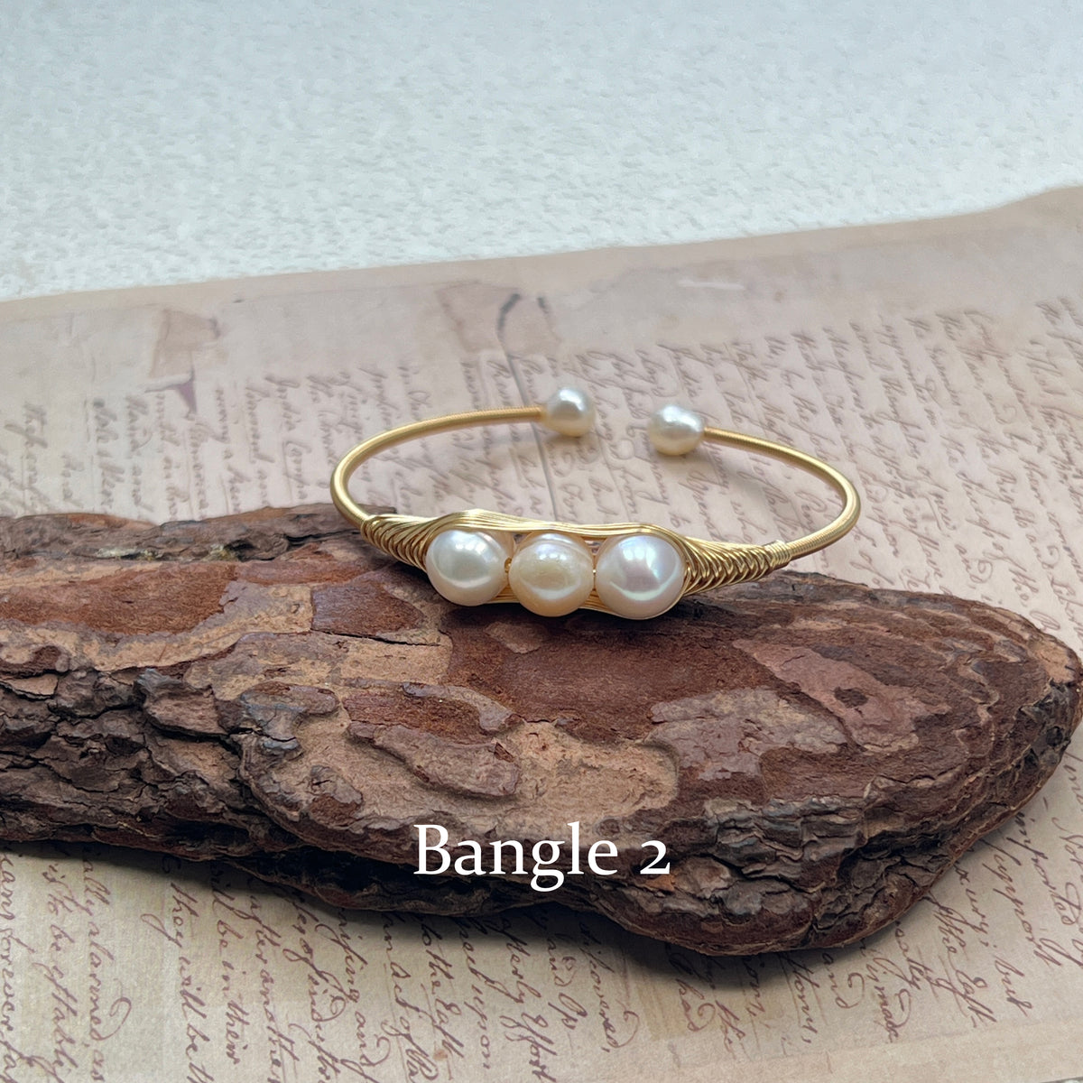 EASTERNPEARLISM Fresh Water Pearl Wire Wrapping Bangle【Wire Wrapping Bangel】