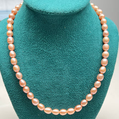 Full String Chinese Red seedless pearl necklace 45cm S925