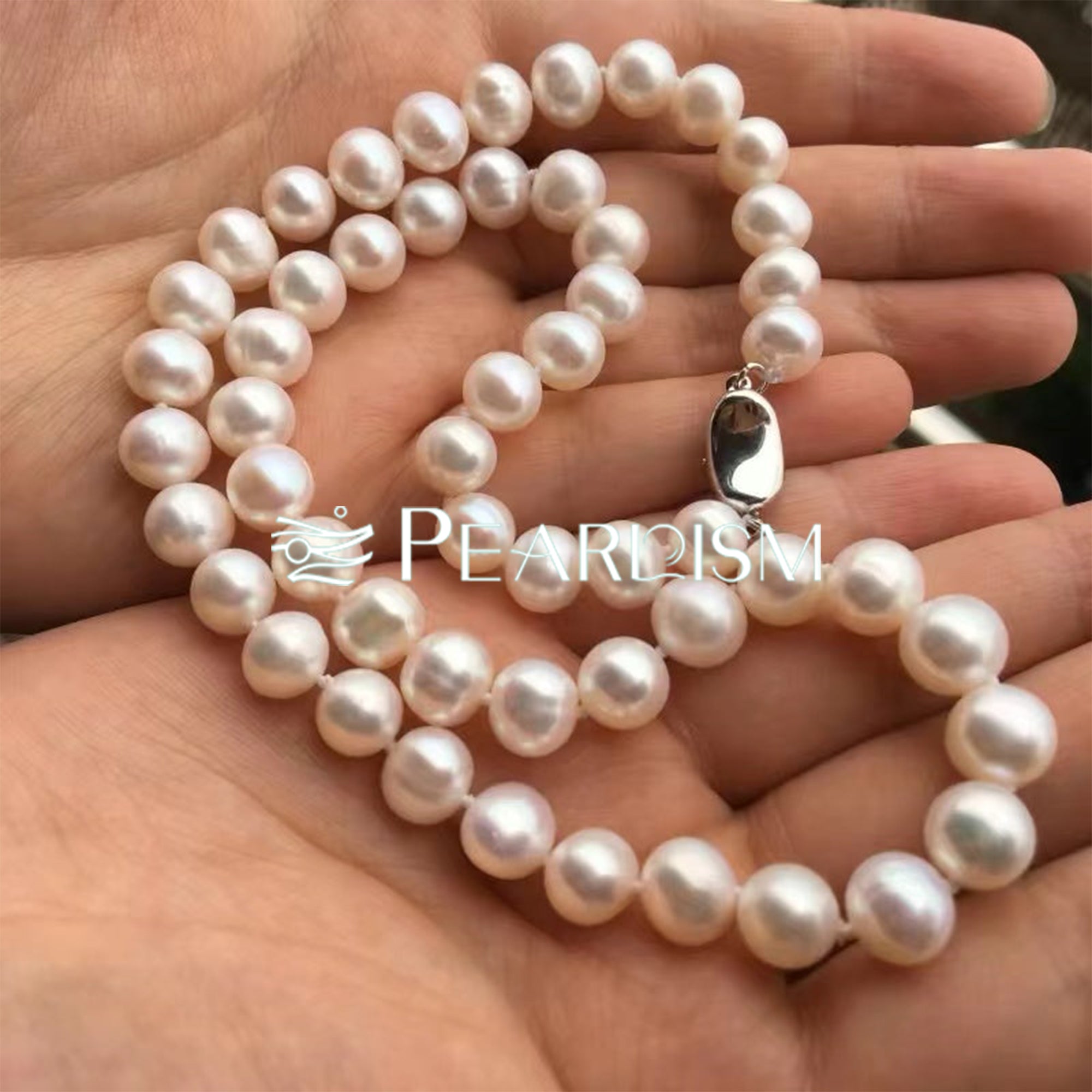 White Pearl Beaded Necklace Princess Chain