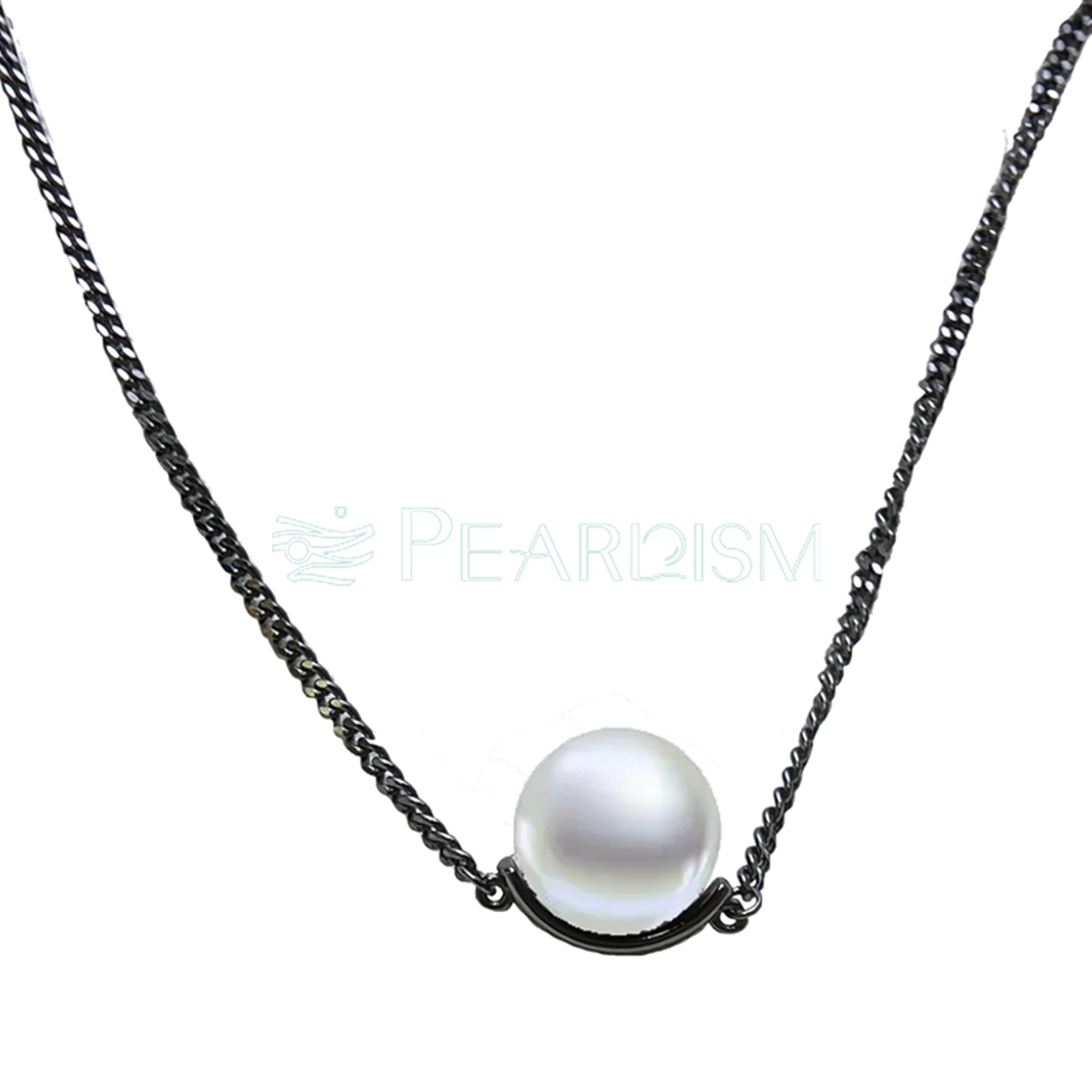 【Black Knight 】S925 Silver Half Round Necklace 【PEARLISM】