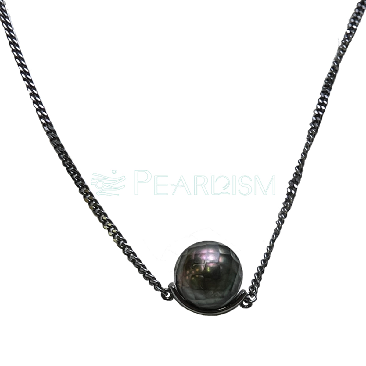 【Black Knight 】S925 Silver Half Round Necklace 【PEARLISM】