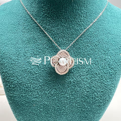 Madama S925 Silver Flower Shape Pearl Earrings&Necklace&Ring Set Jewelry Three Piece Set Mother's Day Gift