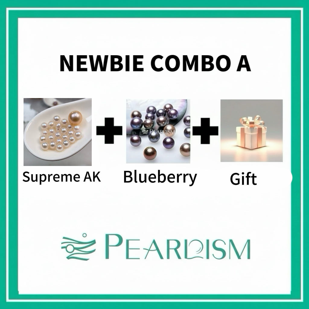 Newbie Combo A --  Supreme  AK (10 Pearls +1 Edison) +  Blueberry ( 1 pc 9-11 Pink Purple Pearl)